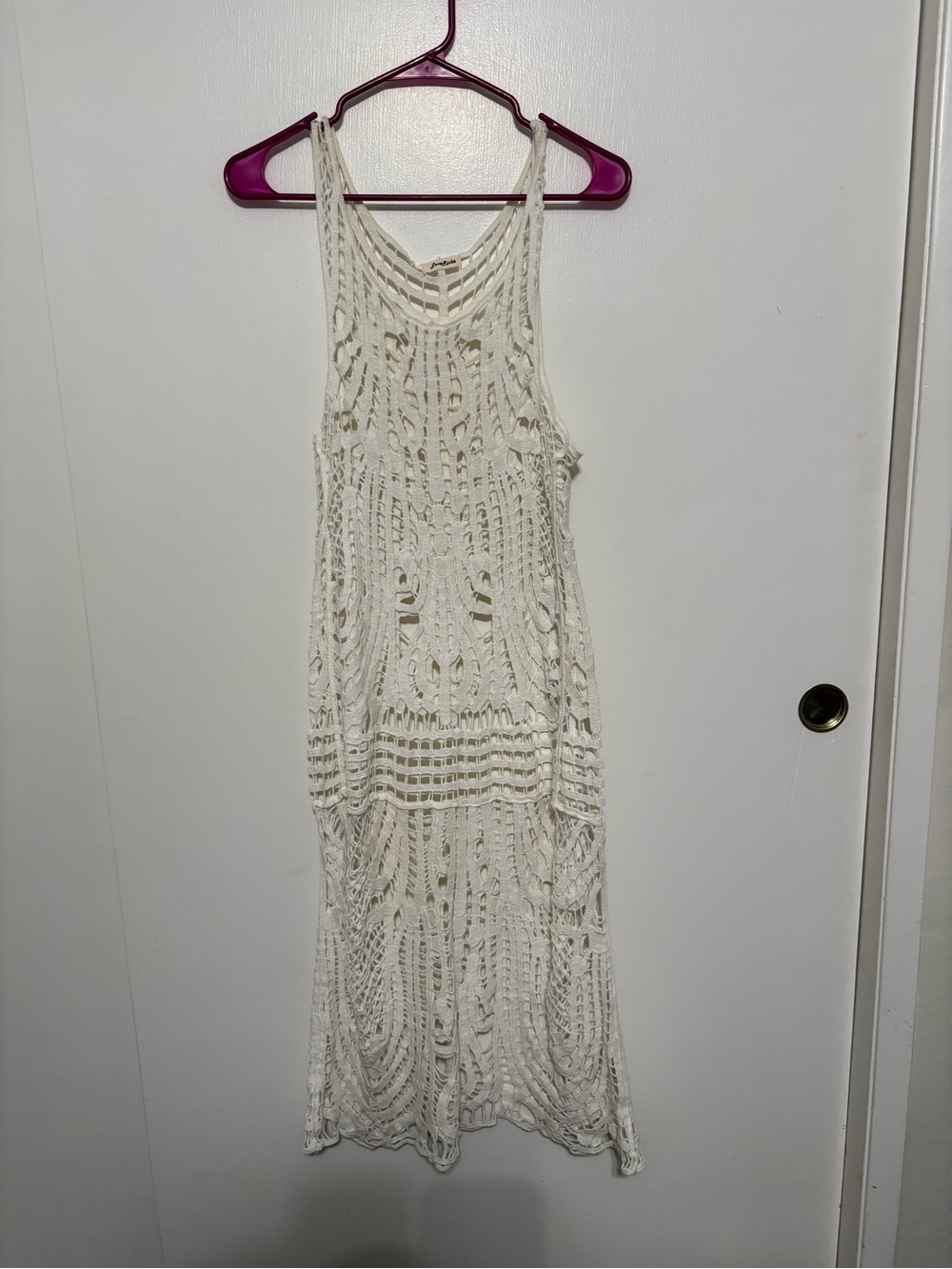 Love Riche Cream Crochet Maxi Dress coverup